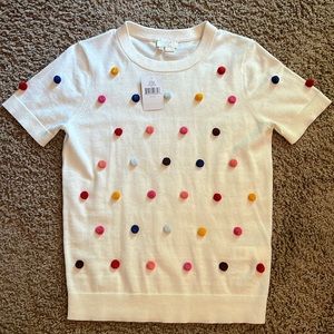 NWT Size Small Kate Spade Cream Pom Sweater